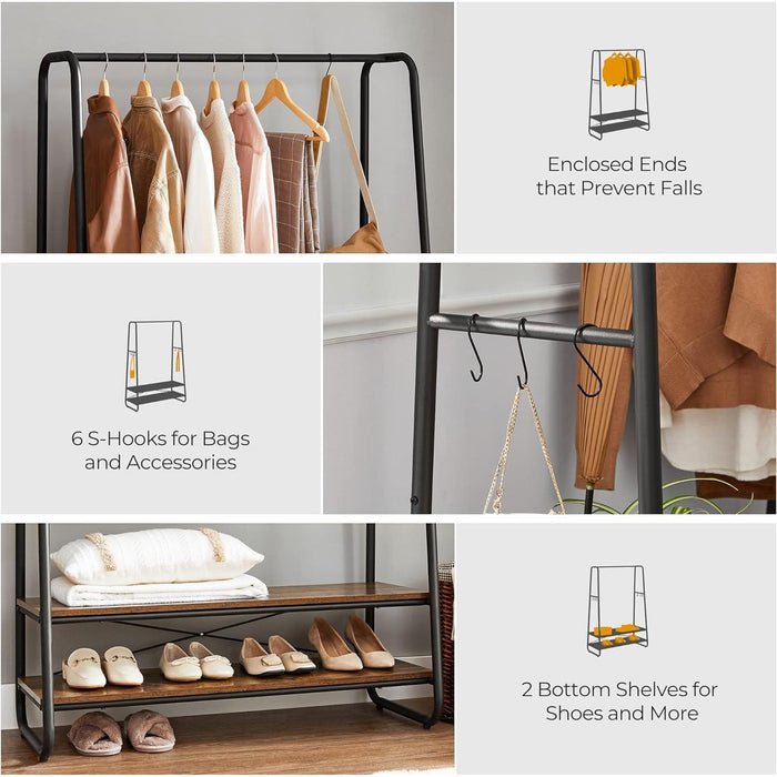 Vasagle Industrial Style Clothes Rail with Shelves