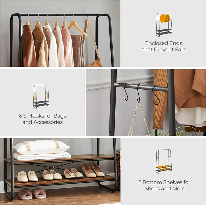 Vasagle Industrial Style Clothes Rail with Shelves