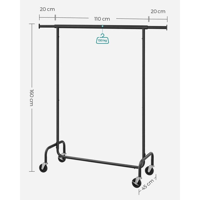 Mobile Clothes Hanging Rail, Black