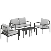 5 Piece Garden Sofa Set With Cushioned Chairs and Coffee Tables for Patio Light Grey