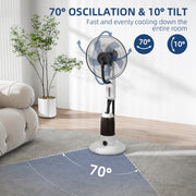 Pedestal Misting Fan with Humidifier for Cool Indoor Air and Quiet Operation White AOSOM
