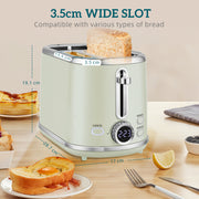 Green Retro Kettle and Toaster Set with Adjustable Temperature Ideal for Breakfast