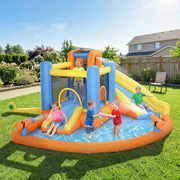Bouncy Castle with Double Slides and Water Cannons for Active Garden Play Multicolour AOSOM
