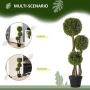 Set of 2 Artificial Boxwood Topiary Trees in Pots for Indoor and Outdoor Use Light Green