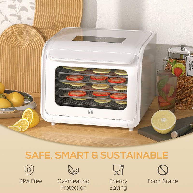 Six Tray Food Dehydrator 35-70 Degrees Centigrade Adjustable Temperature White by HOMCOM