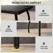 Rattan Coffee Table for Outdoor Relaxing with Easy Clean Surface Black Outsunny