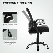 Ergonomic Mesh Office Chair With Flip Up Arms And Lumbar Support For Home Desk, Black