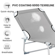 Folding Camping Bed with Adjustable Backrest for Outdoor Relaxation Grey Outsunny