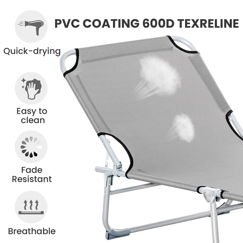 Folding Camping Bed with Adjustable Backrest for Outdoor Relaxation Grey Outsunny