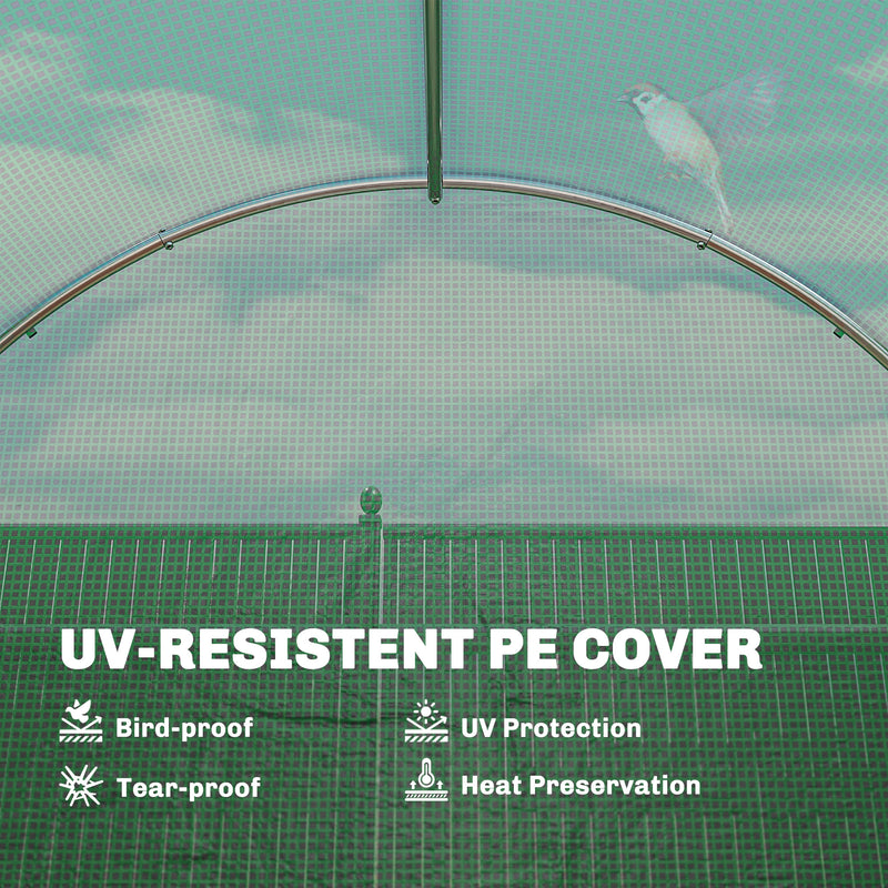 Walk In Polytunnel Greenhouse With Hinged Door And Mesh Windows For Garden Use Green Outsunny