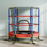 Kids Outdoor Trampoline With Safety Net For Ages 3 to 10 Ideal for Garden Play Blue AOSOM