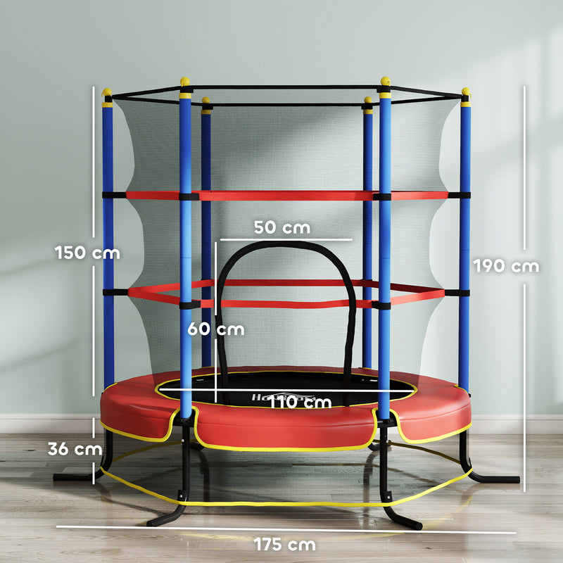 Kids Outdoor Trampoline With Safety Net For Ages 3 to 10 Ideal for Garden Play Blue AOSOM