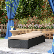Rattan Sun Lounger With Adjustable Recline Cushion and Side Tray for Garden Relaxation Black Outsunny