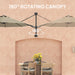 Khaki 3m Wall Mounted Garden Parasol with Easy Crank Handle Shade by Outsunny