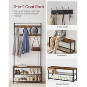 VASAGLE Industrial Coat Rack and Shoe Storage Bench For Hallway