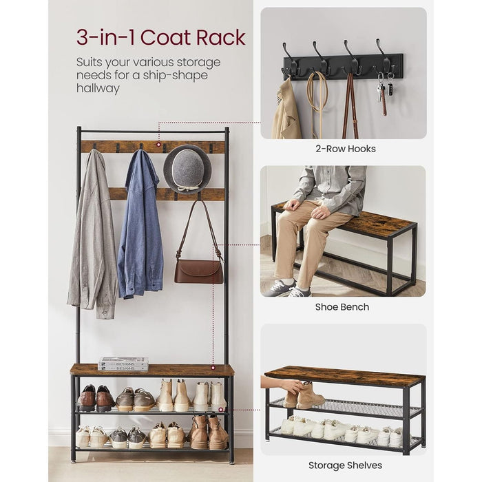 VASAGLE Coat Rack and Shoe Storage Bench