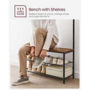 VASAGLE Industrial Coat Rack and Shoe Storage Bench For Hallway