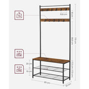 VASAGLE Industrial Coat Rack and Shoe Storage Bench For Hallway