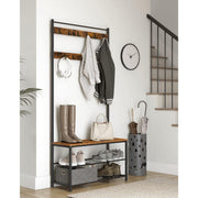 VASAGLE Industrial Coat Rack and Shoe Storage Bench For Hallway