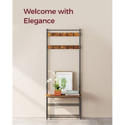 VASAGLE Industrial Coat Rack and Shoe Storage Bench For Hallway