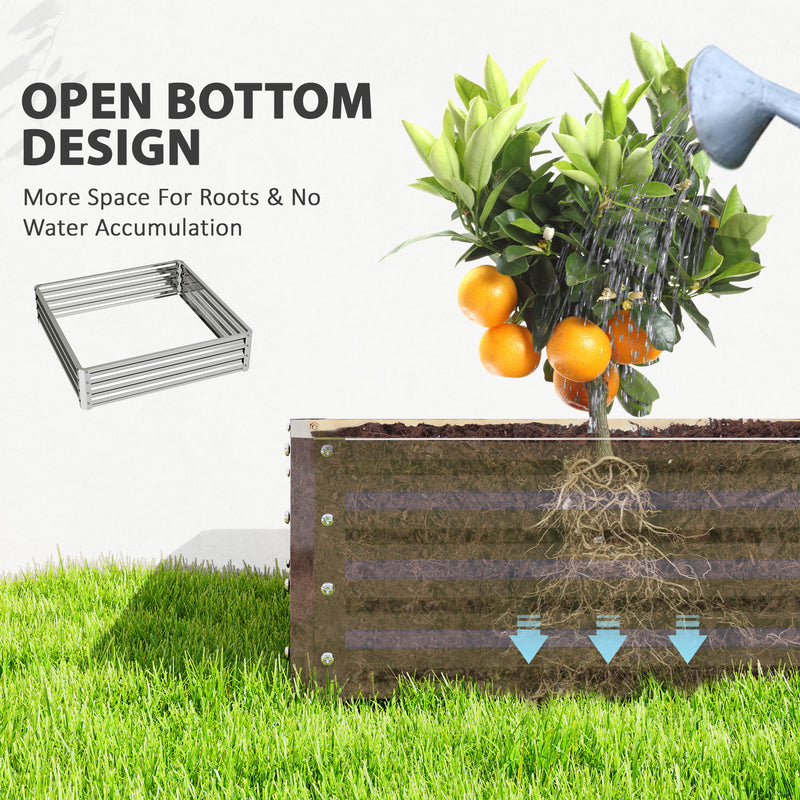 Square Raised Garden Bed Planter Box With Durable Steel Frame For Vegetables Silver