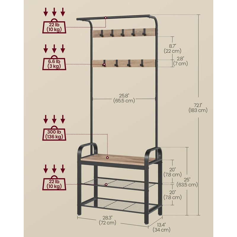 Compact Coat Rack With Shoe Storage Bench by Vasagle