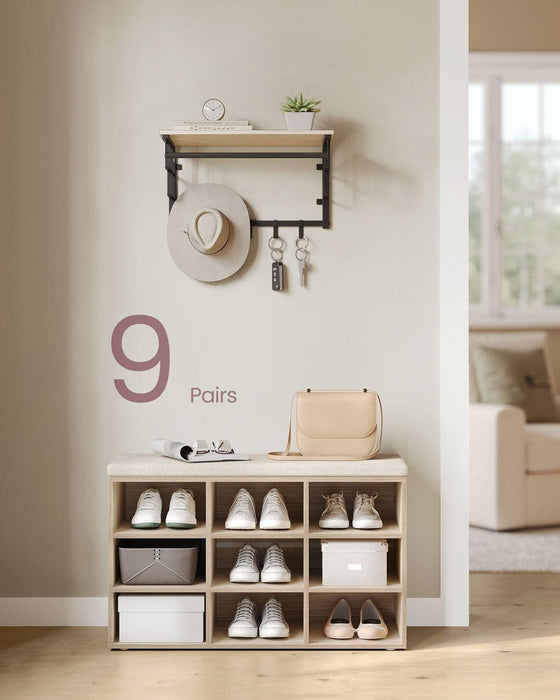 Beige Entryway Shoe Bench With Cushion by Vasagle
