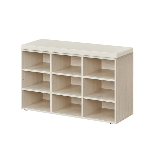 Beige Entryway Shoe Bench With Cushion by Vasagle