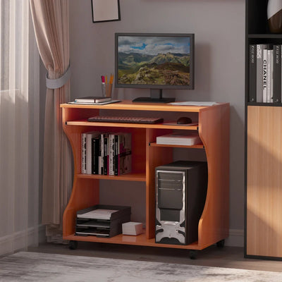 Computer Desk on Wheels with Keyboard Tray Homcom