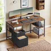 Computer Desk with 3 Storage Shelves and 2 Drawers for Home Office Organization by Vasagle