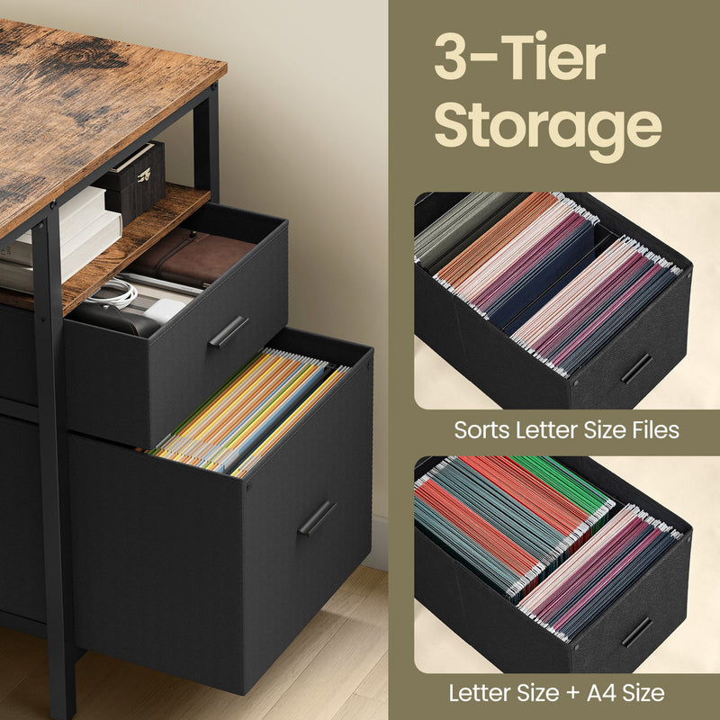 Computer Desk with 3 Storage Shelves and 2 Drawers for Home Office Organization by Vasagle