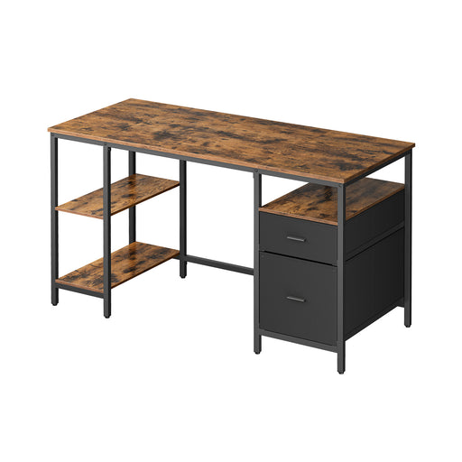 Computer Desk with 3 Storage Shelves and 2 Drawers for Home Office Organization by Vasagle