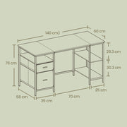 Computer Desk with 3 Storage Shelves and 2 Drawers for Home Office Organization by Vasagle