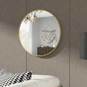 Round Aluminium Frame Bathroom Mirror 70cm Ideal for Modern Interiors Gold Tone