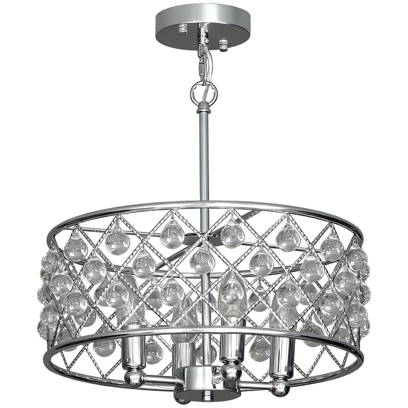 Four Bulb Crystallite Chandelier Light Fixture Adds Elegance To Living Room Silver Tone