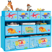 Blue 3 Tier Kids Storage Unit with 9 Fabric Boxes for Toys and Books by AIYAPLAY