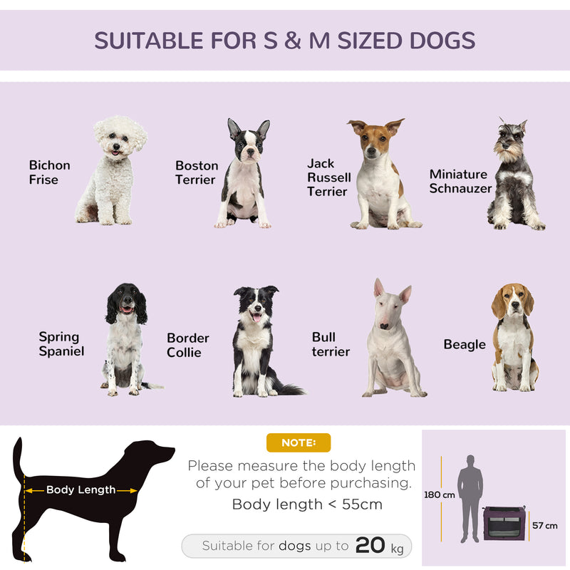 Soft Pet Carrier with Cushion for Small and Medium Dogs Ideal for Travel 80cm, Purple