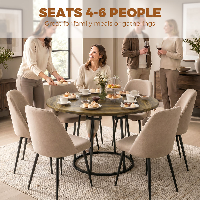 Round Dining Table for Small Kitchens or Flats Seats 4 to 6 Easy Clean Rustic Brown