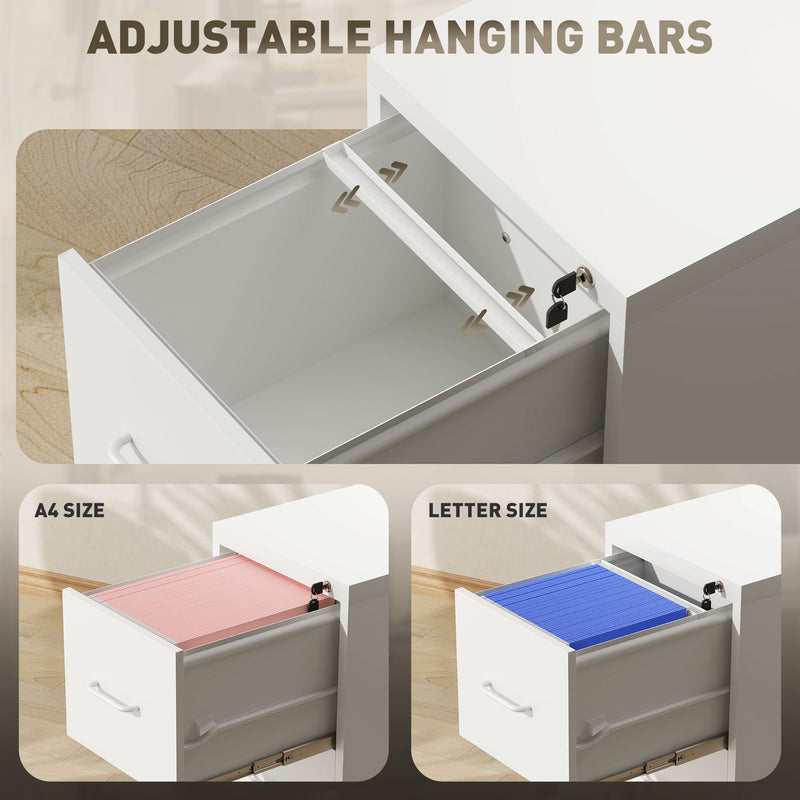 White Four Drawer Steel Filing Cabinet for Home or Office by HOMCOM