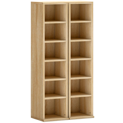 CD and Media Storage Shelves Set of 2 with Adjustable Compartments Oak AOSOM