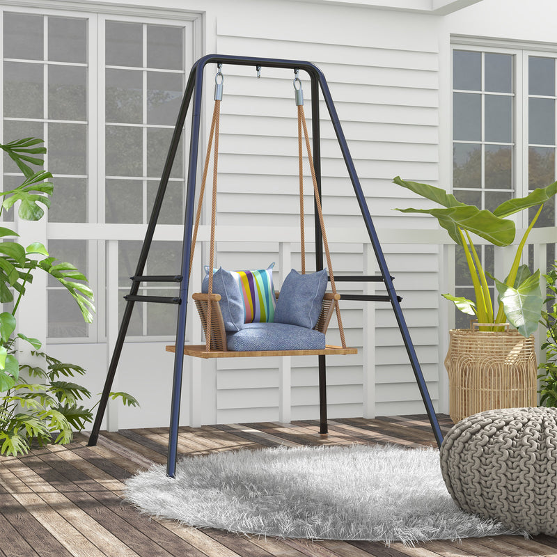 Heavy Duty Hammock Chair Stand For Hanging Swing Or Egg Chair Ideal For Garden Use Black AOSOM