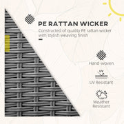 Set of Four Dark Grey Armless Rattan Garden Chairs With Cushions Weather Resistant by Outsunny