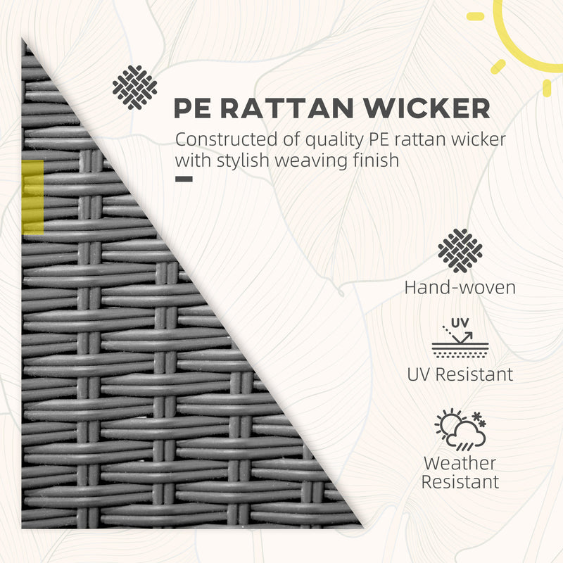 Set of Four Dark Grey Armless Rattan Garden Chairs With Cushions Weather Resistant by Outsunny