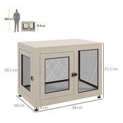 2 in 1 Dog Crate and Side Table with Soft Cushion and Double Doors for Large Dogs, Grey
