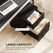 Mobile Filing Cabinet with Lockable Drawers and Hanging File Storage for Home Office Black AOSOM