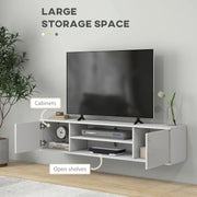 Wall Mounted TV Unit with Storage Shelves and Cable Management for TVs up to 60 Inch White