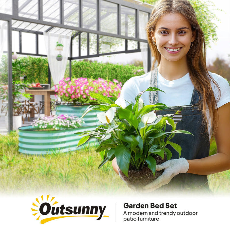 Two Tier Galvanised Steel Garden Planter Dark Green by Outsunny