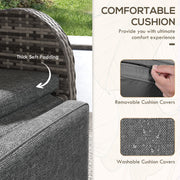 Grey and Brown Rattan 2 Seater Garden Chaise Lounge Set With Cushions For Relaxing Outdoors