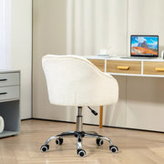 Image of a Cream Teddy Fleece Desk Chair With Wheels.