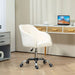 Image of a Cream Teddy Fleece Desk Chair With Wheels.